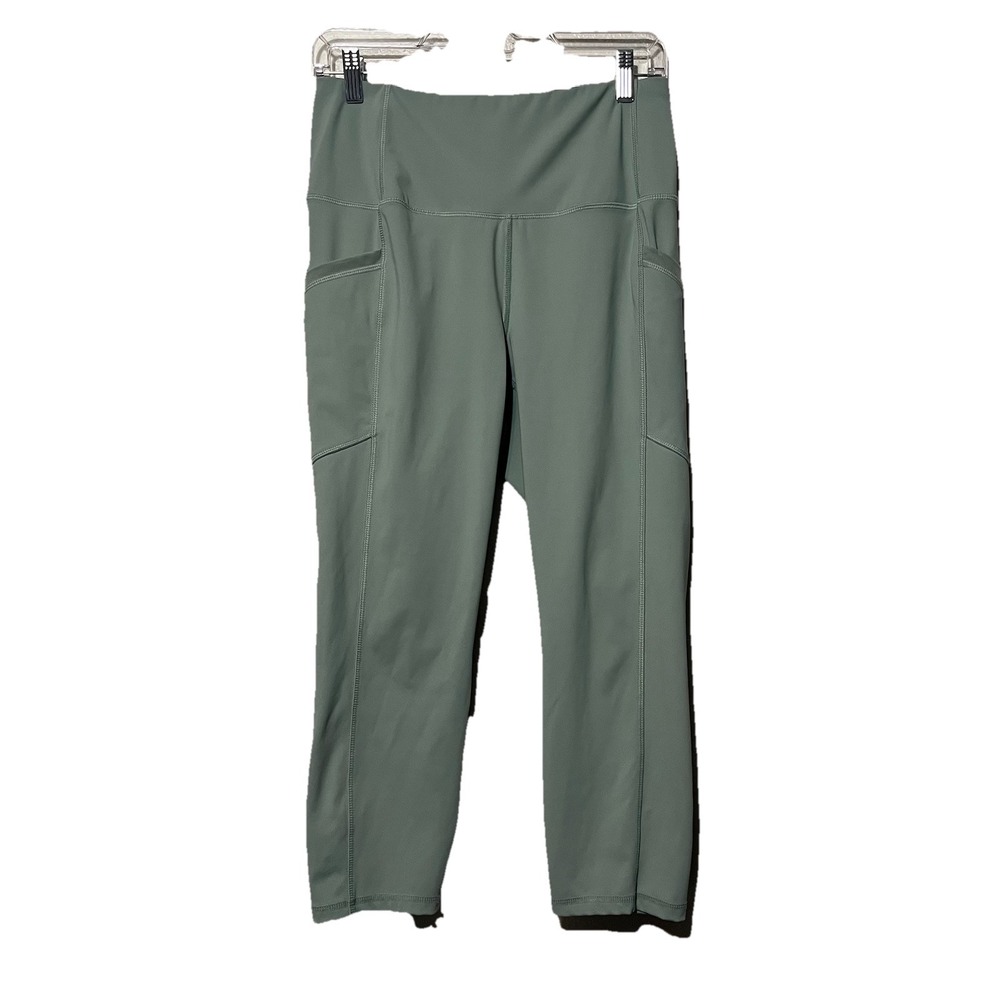 RBX Capri Leggings‎ Womens Sage Green High Waisted Side Pockets Size L